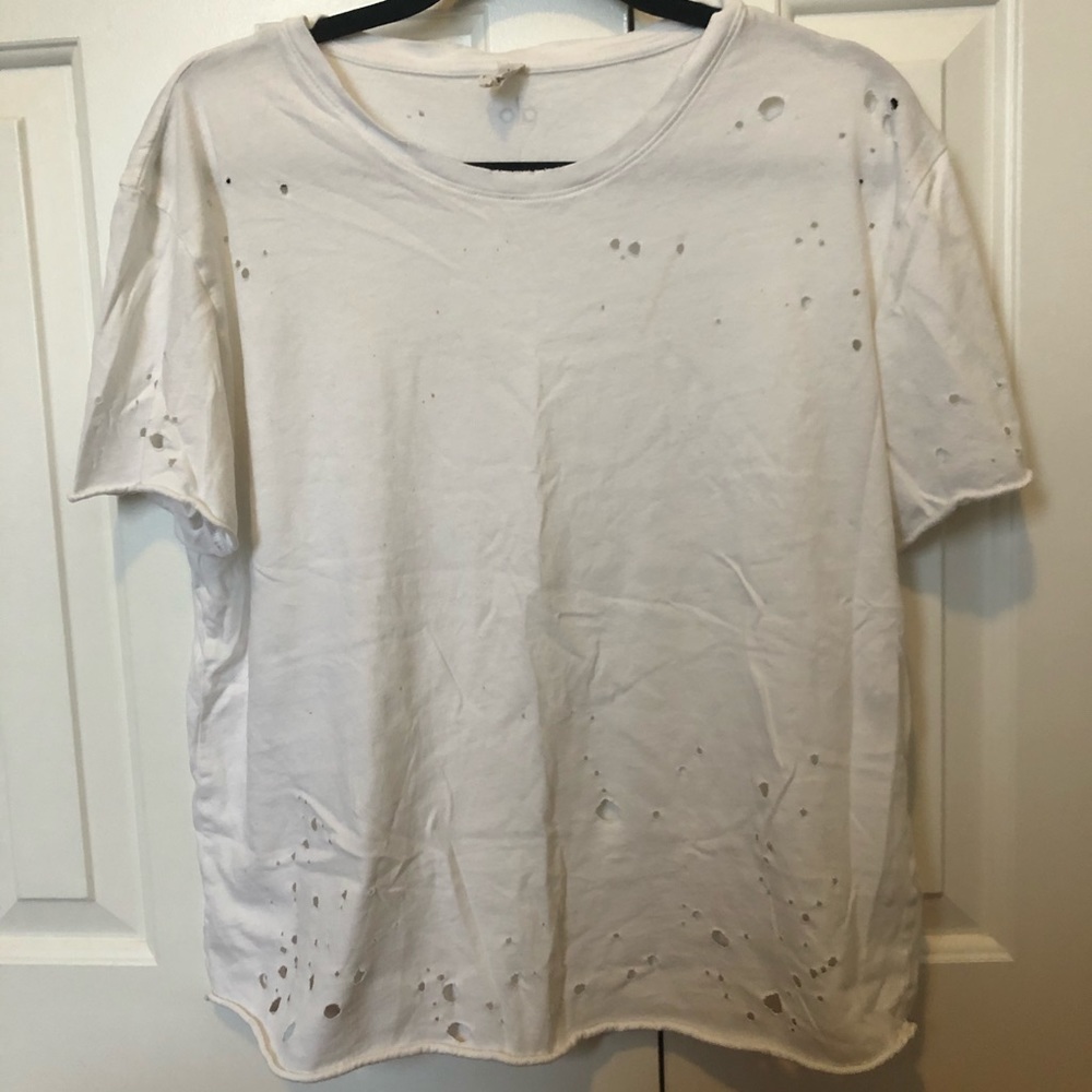 ALO Yoga distressed white tee